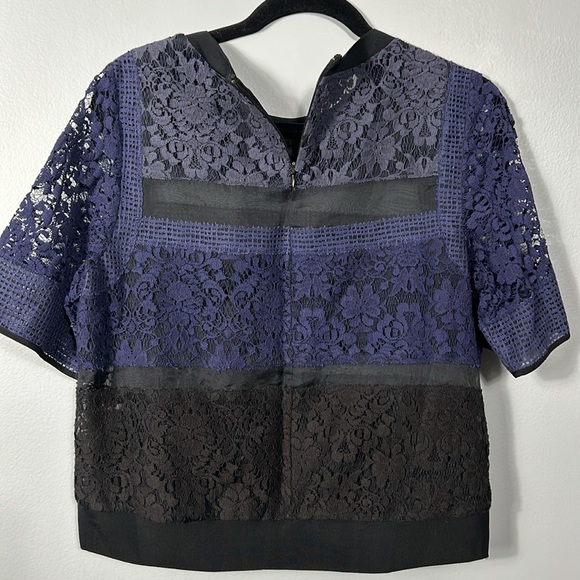 Rebecca Taylor Silk and Cotton Patchwork Lace Mixed-Media Top size 8 - Picture 6 of 15
